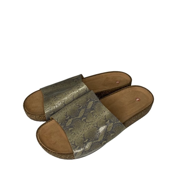 Clarks NWOT Unstructured‎ Rosilla Hollis Snakeskin Slides. Size 8.5M - Picture 1 of 9